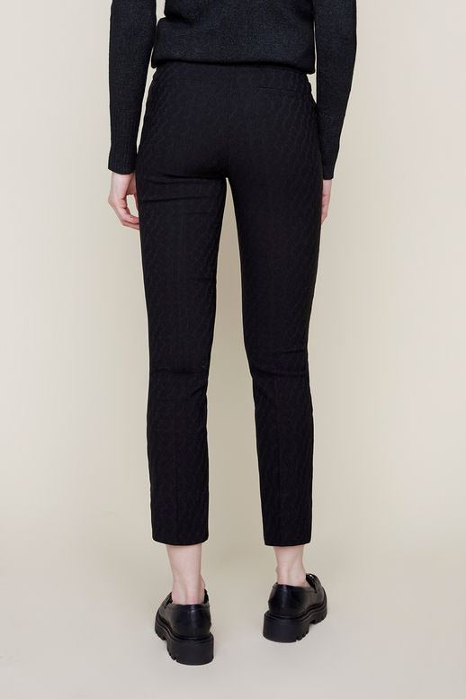 Black Textured Pull on Pant