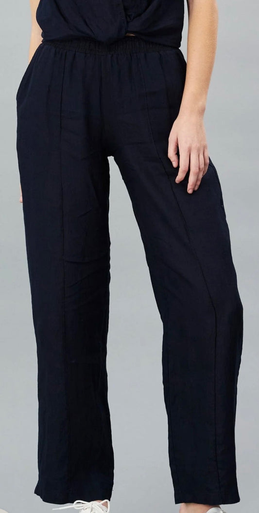 Midnight Straight Leg Linen Pant