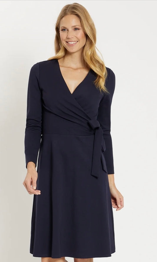 Navy Waist Tie Dress